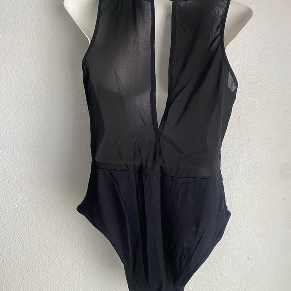 Black Floral Embroidered  One-Piece - Picture 4 of 10